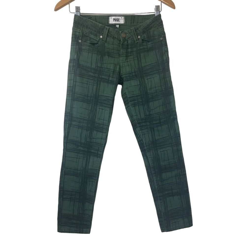 Paige Verdugo Ultra Skinny Green/Black Skinny Jeans Sz 25